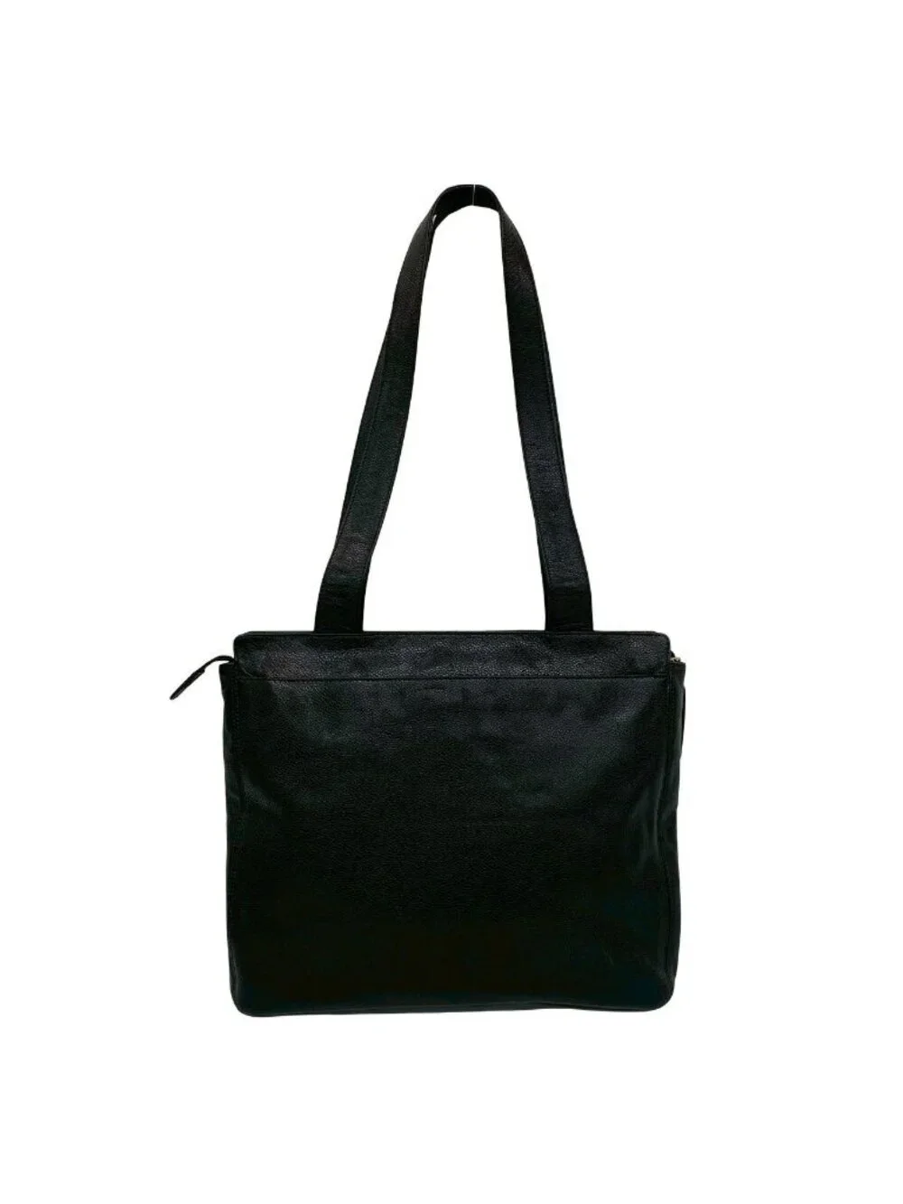 Chanel Logo Caviar Leather Tote Shoulder Bag Black